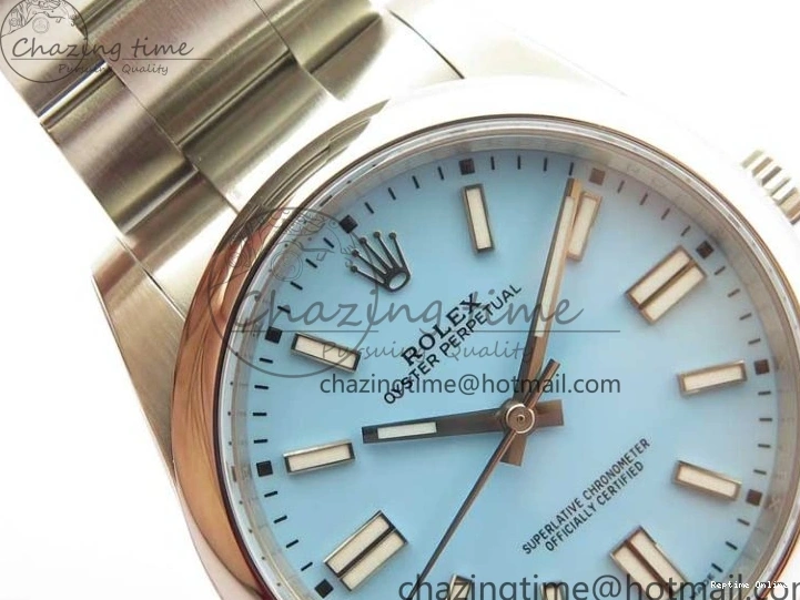 0504 Classic Oyster Perpetual 41mm 124300 ROF 1:1 Best Edition 904L Steel Tiffany Blue Dial on SS Bracelet A 2670